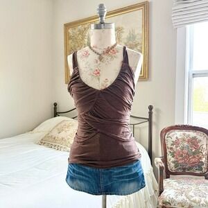 Y2K brown ruched cami Poof tagged size large fits like a small